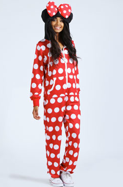 It's free shipping made easy A cute Minnie Mouse onesie is a great way to keep your little one comfy and warm. Minnie has certainly come into her own; no longer relegated to the role of Mickey's girlfriend. Little girls all over the world adore this delightful Disney character and they certainly love wearing garments featuring her signature design of red clothing with.